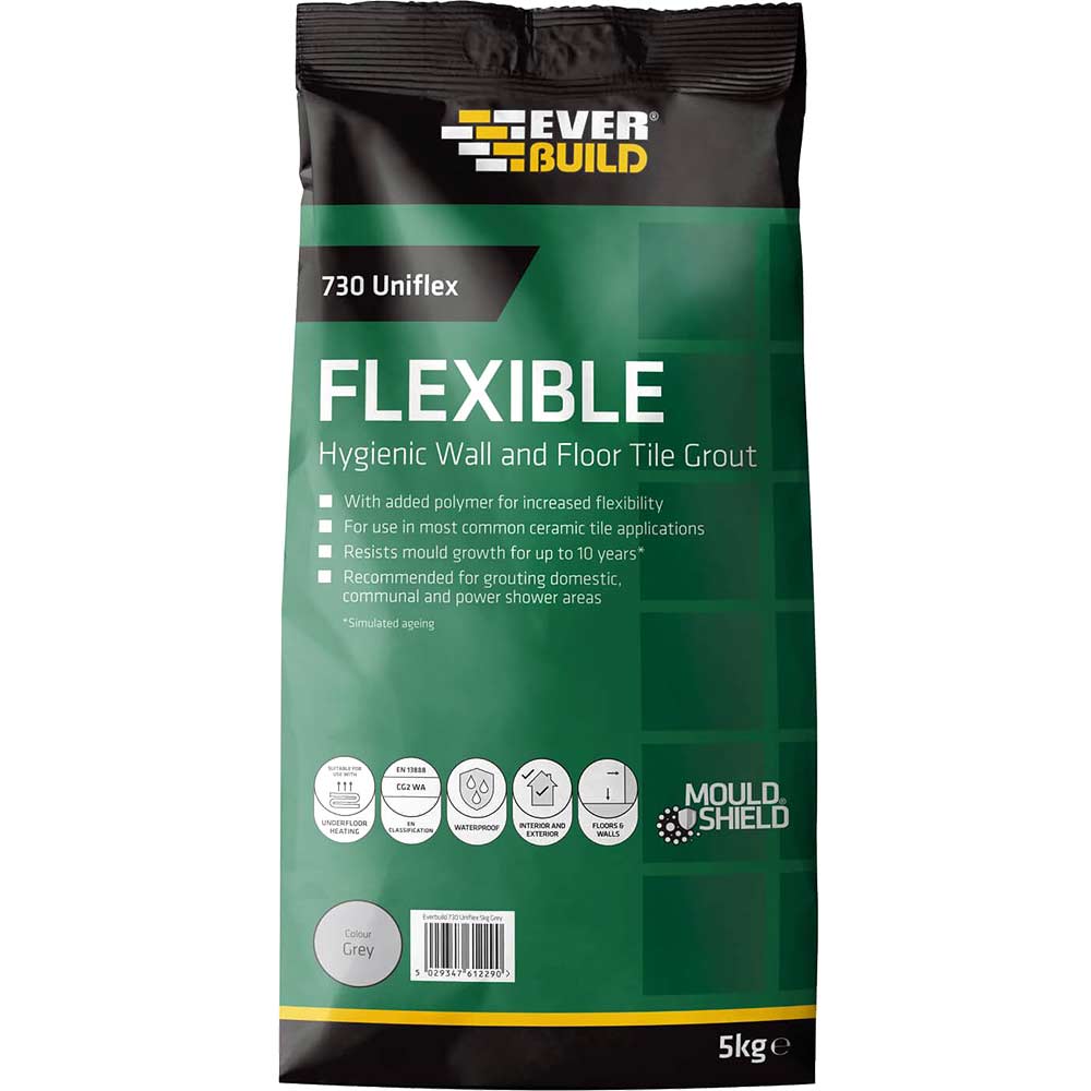 Everbuild Universal Flexible Tile Grout Grey 5kg