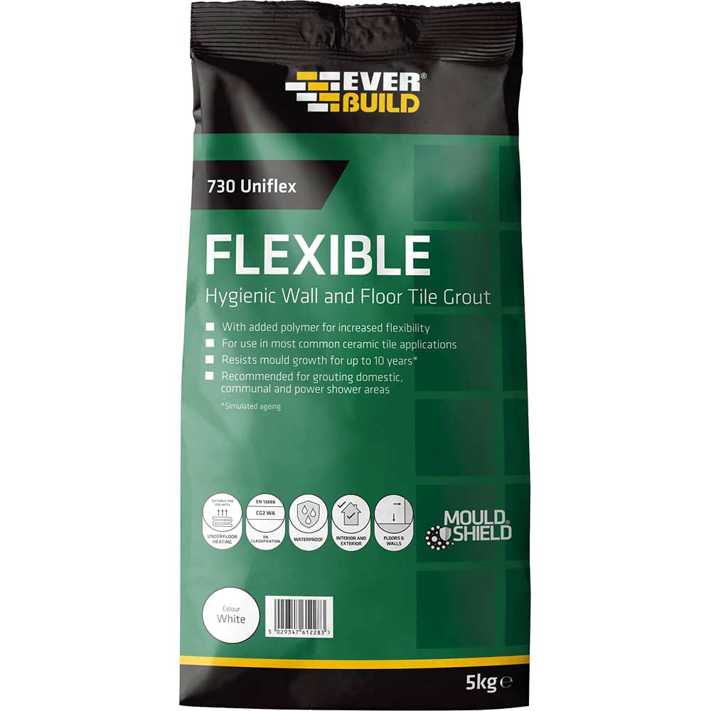 Everbuild Universal Flexible Tile Grout White 5kg