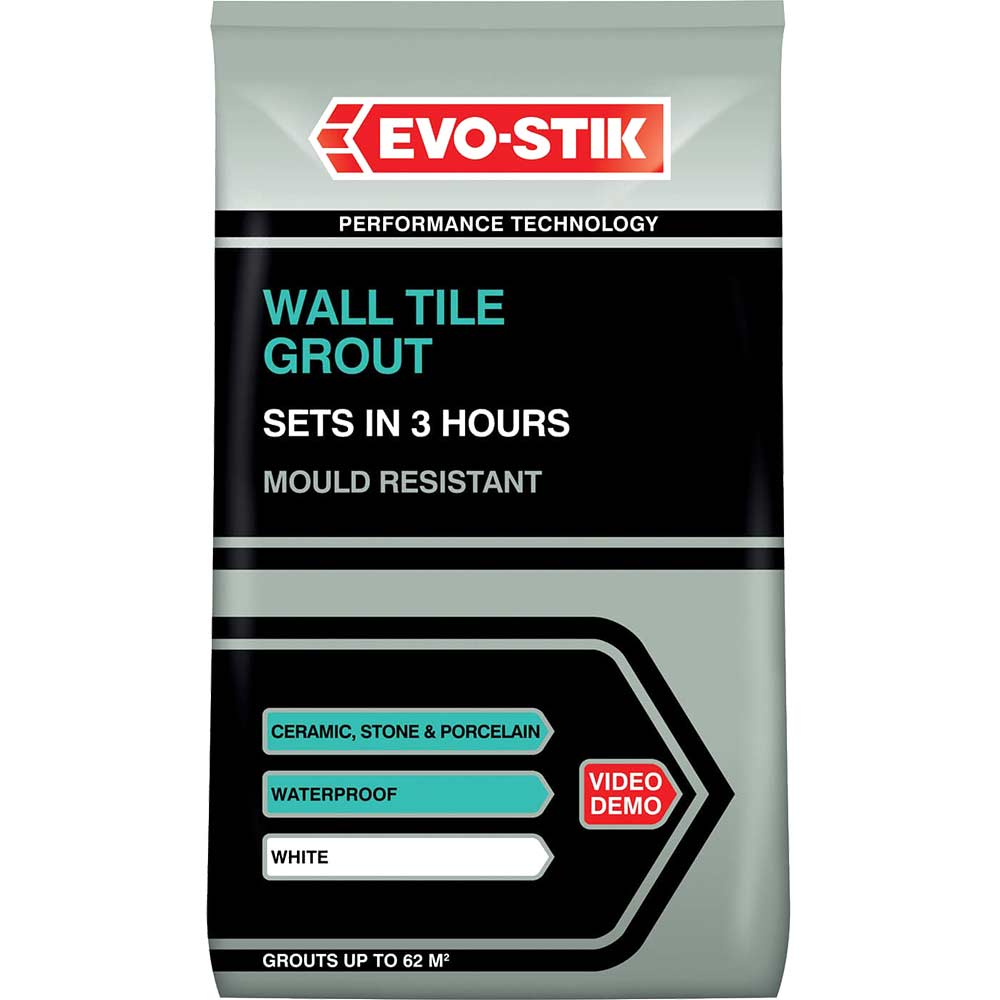 EvoStick Tile A Wall Fast Set Grout for Ceramic Tiles White 15kg