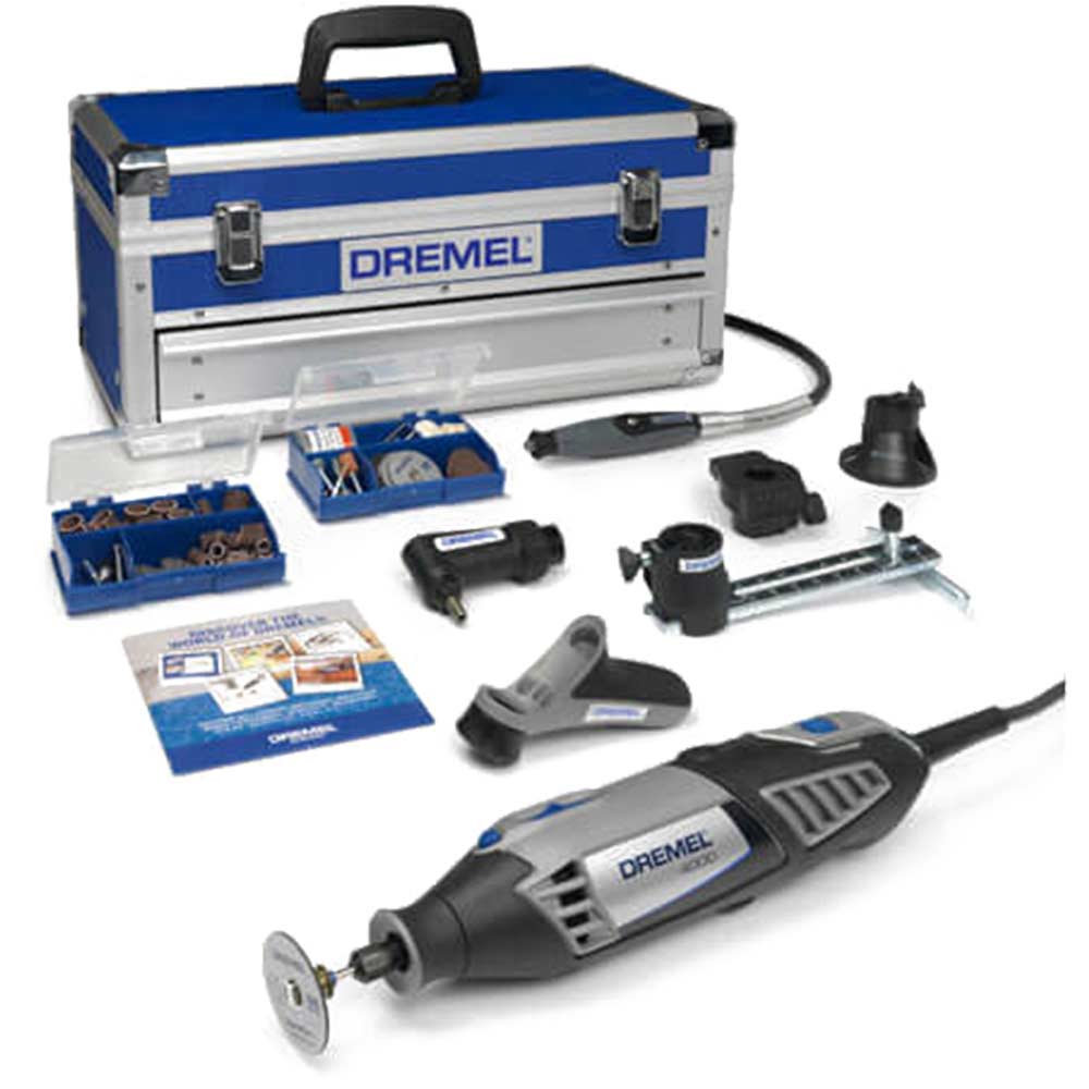 Dremel 4000 Power Multi Tool Platinum Tool Box Kit with 128 Accessories and 6 Attachments