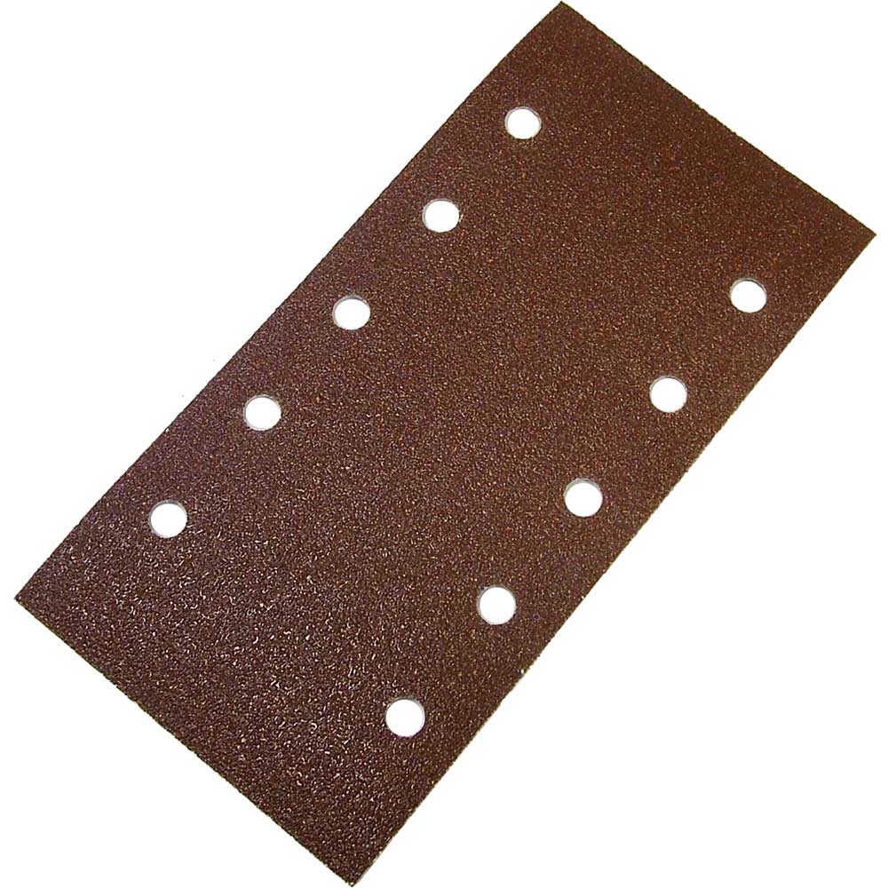 Faithfull 12 Orbital Sanding Sheets 115 x 280mm Hook and Loop Punched Assorted Grit Pack of 5