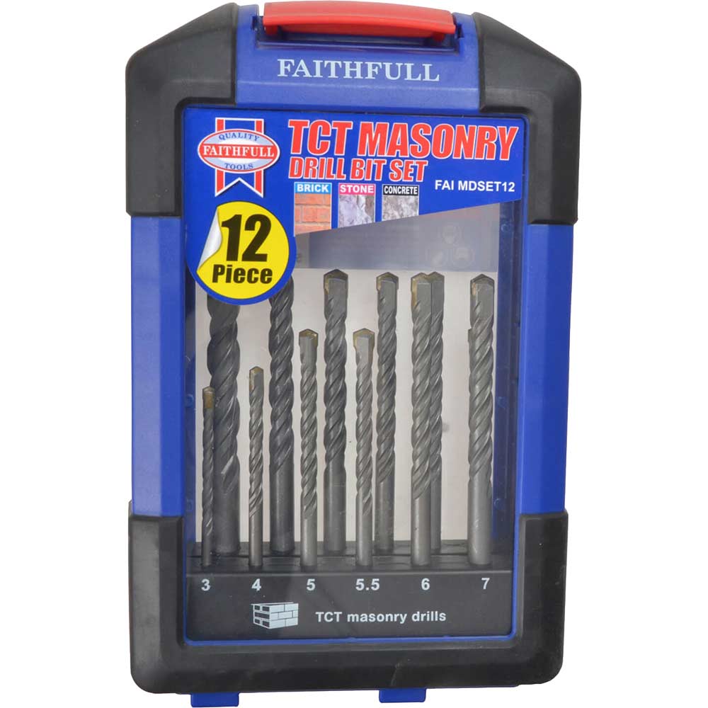 Faithfull 12 Piece TCT Masonry Drill Bit Set 3 10mm