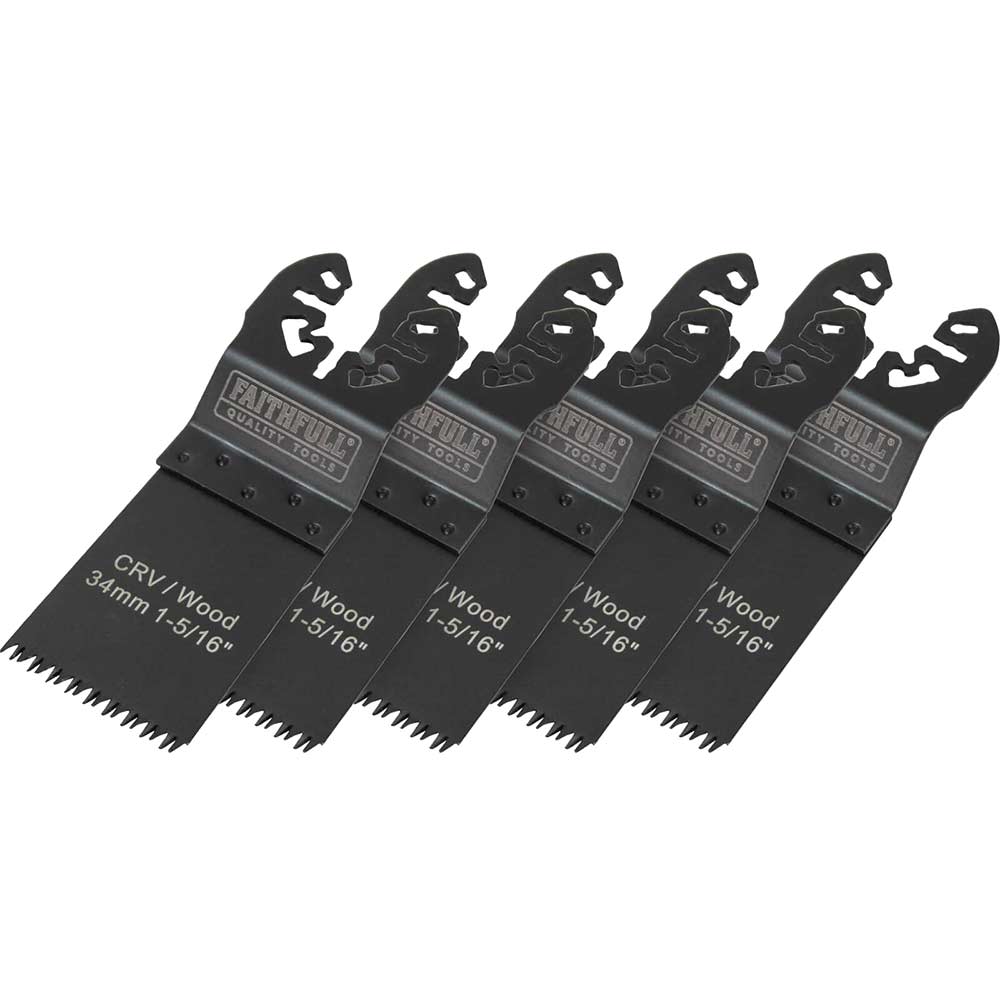 Faithfull Wood Flush Cut Blade 34mm for Power Multi Tools Pack of 5