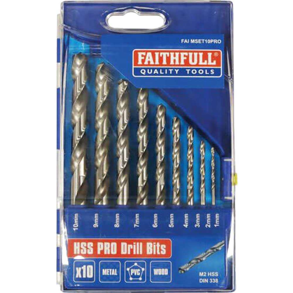 Faithfull 10 Piece HSS Drill Bit Set 1 10mm