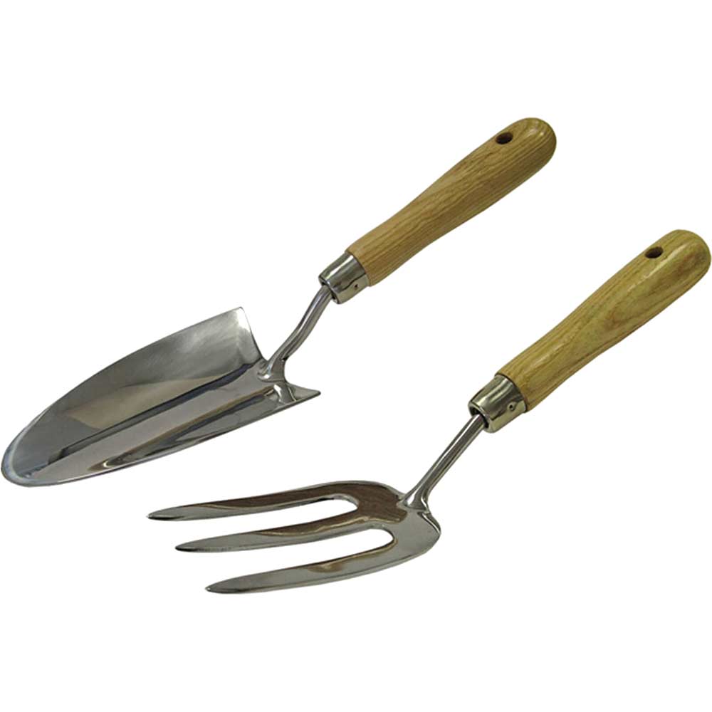 Faithfull 2 Piece Stainless Steel Hand Fork and Trowel Set