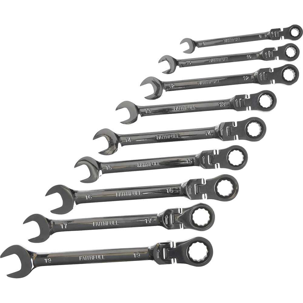 FAITHFULL FAISPARAT9S 9 PIECE RATCHET COMBINATION SPANNER SET