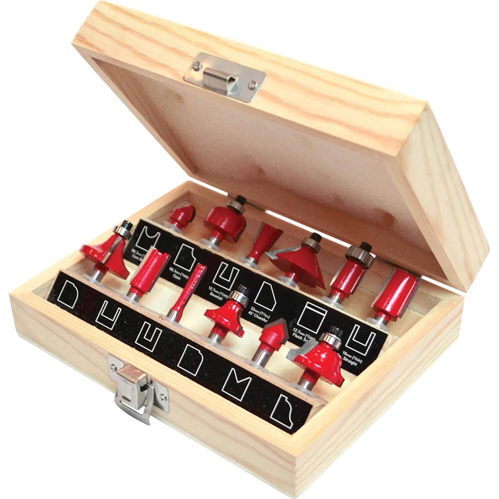 Faithfull 12 Piece Tct Router Bit Set 14 Shank