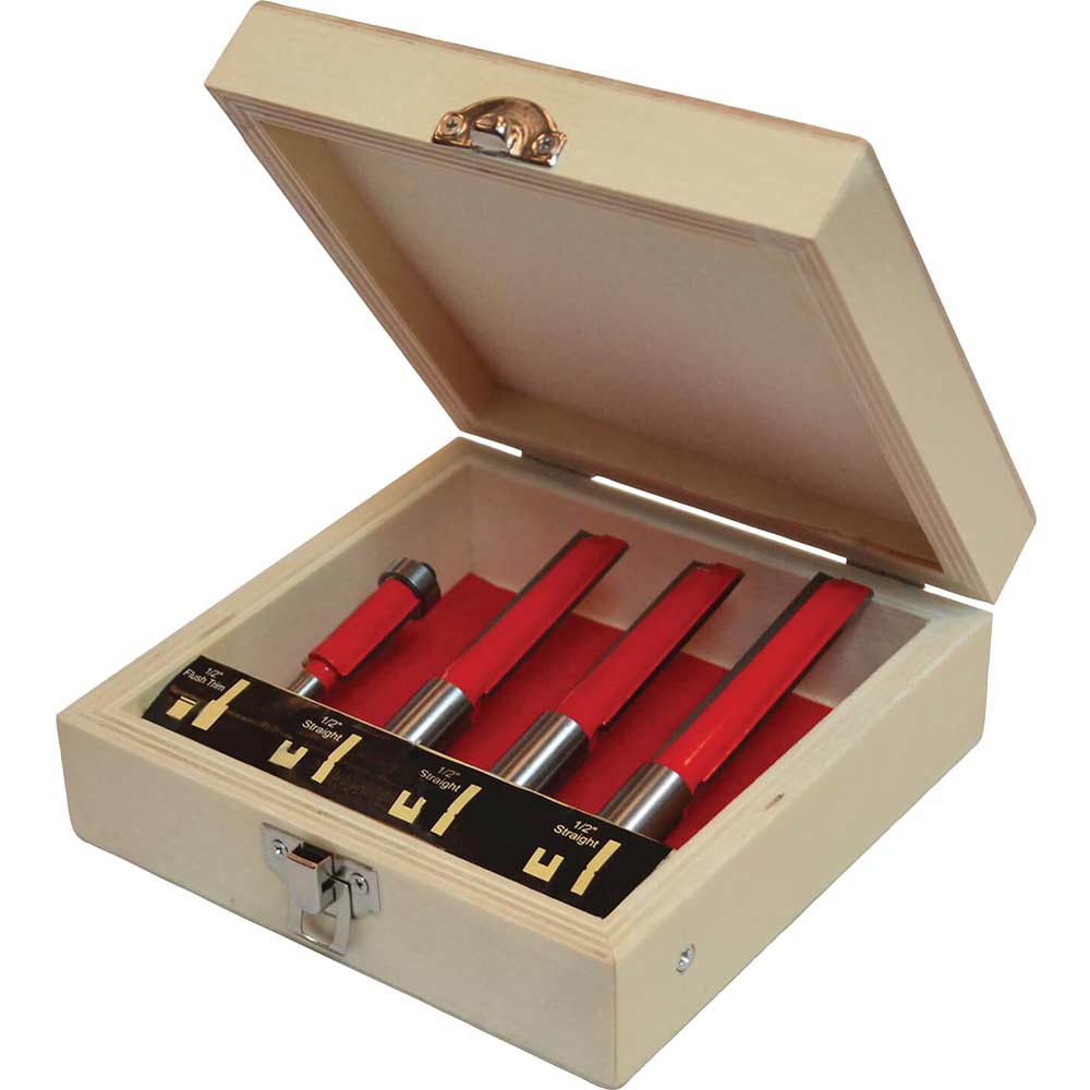 Faithfull Set 4 Kitchen Work Top Router Cutter Bits 12 Shank