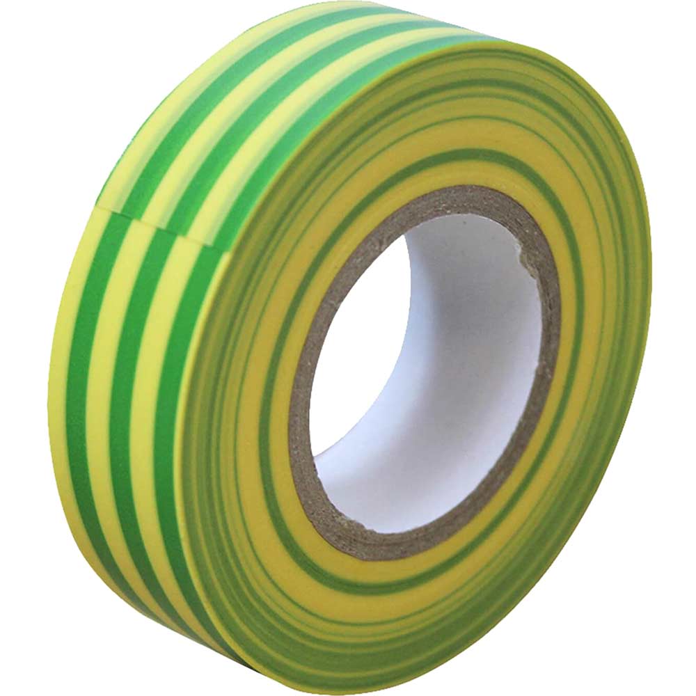 Insulation Tape Green Yellow 19mm Wide x 33m Roll