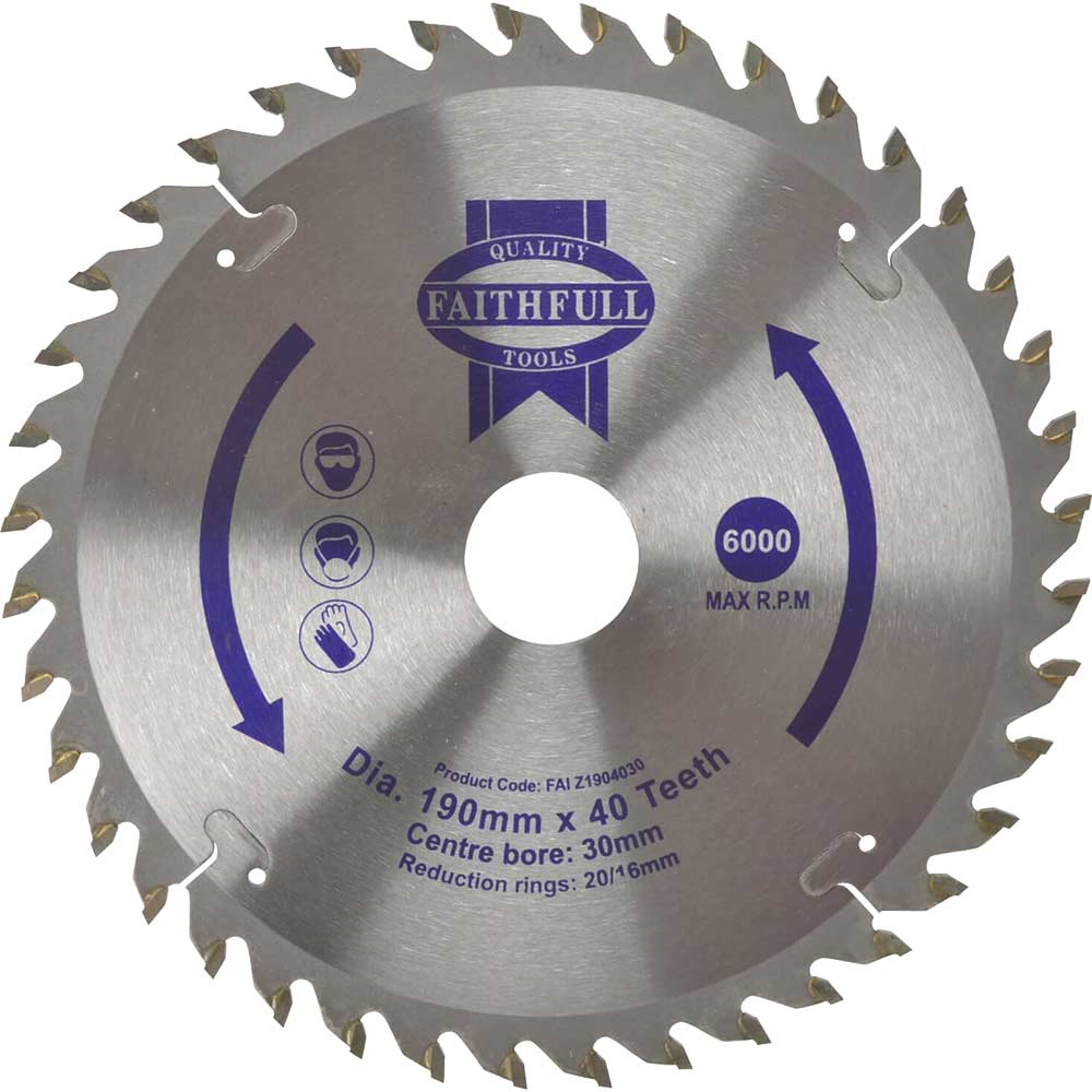 Faithfull TCT Circular Saw Blade 190mm x 30mm Bore x 40 Teeth