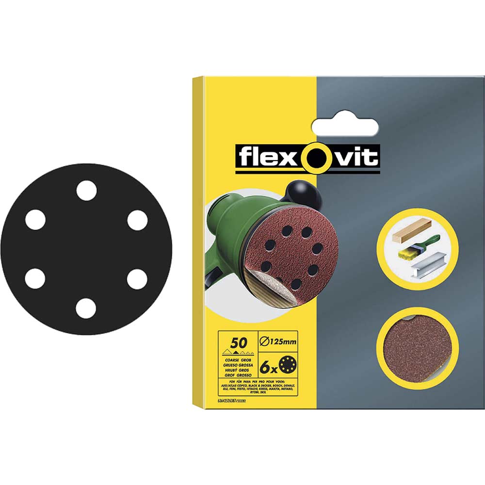 Flexovit HandL Discs Pack of 6 150mm Coarse 63642526394