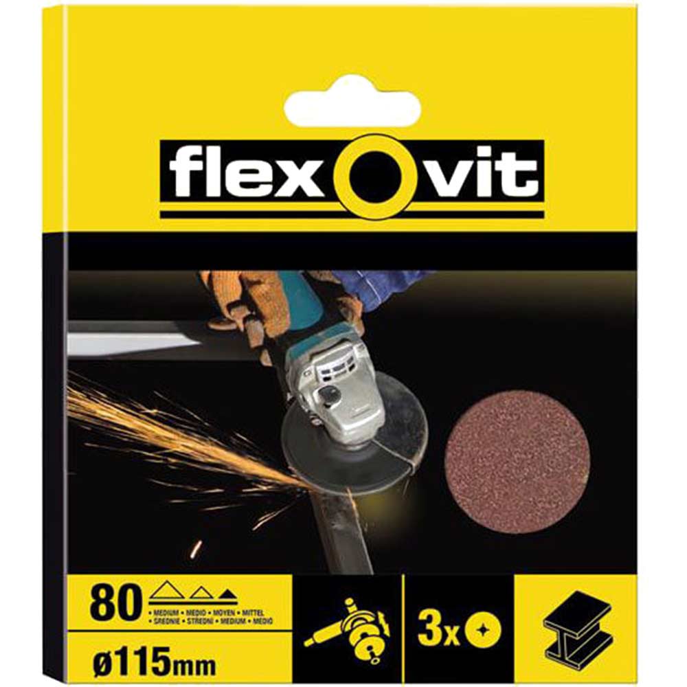 Flexovit Discs Pack of 10 115mm Fine 80G 63642527562