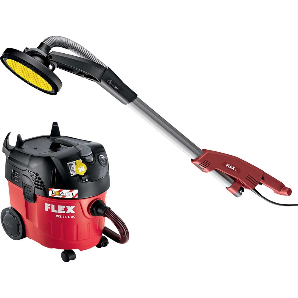 Flex VCE35 Wet and Dry Vacuum without Hose and GE5TBL Dry Wall Sander Kit 500w 110v
