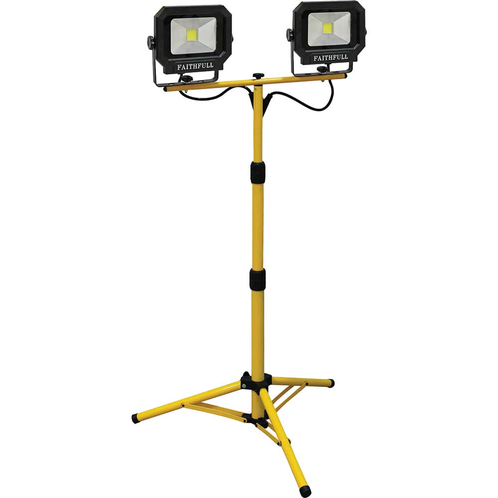 faithfull power plus twin site lights with tripod 2800 lumen 40w 240v