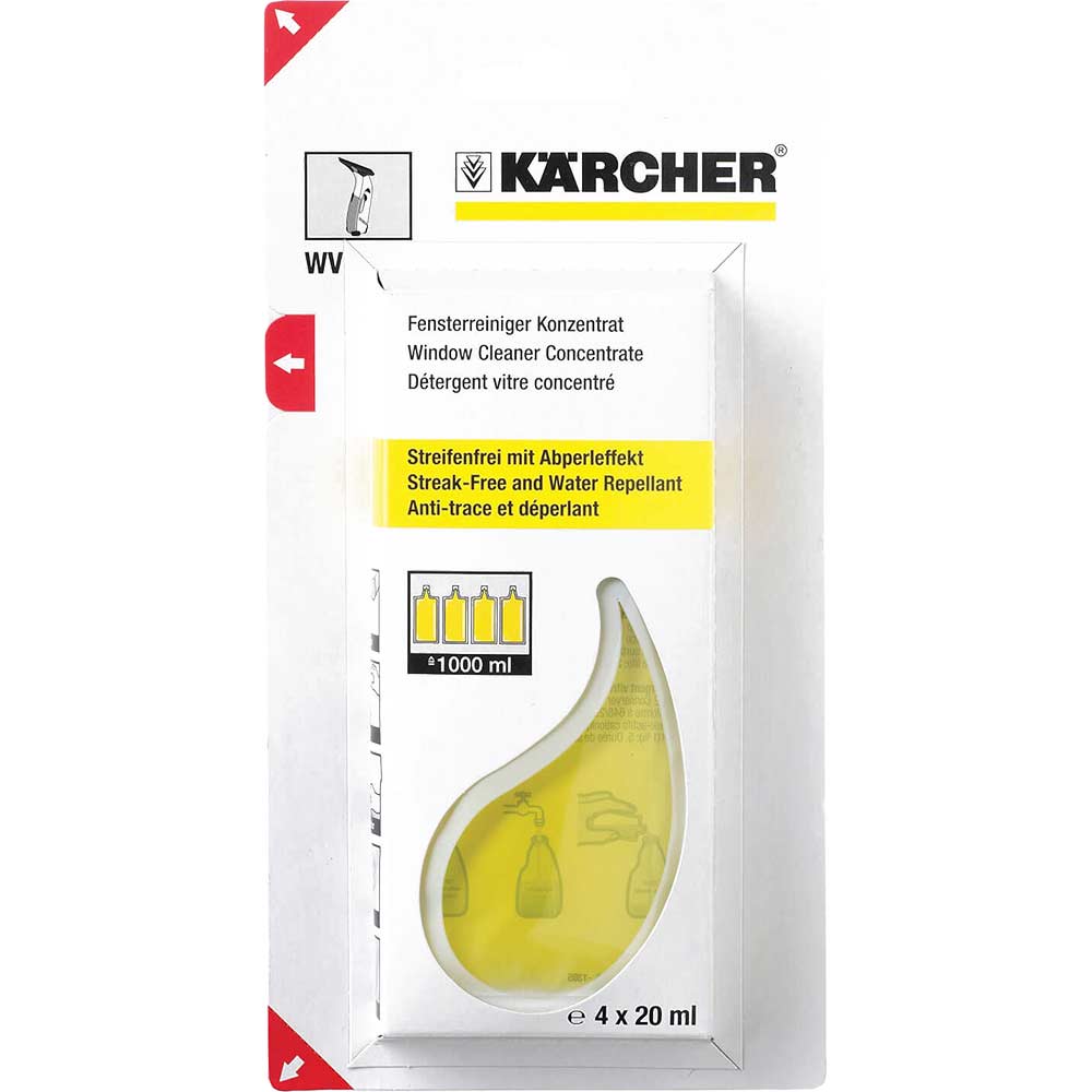 Karcher Concentrated Glass Cleaner 20ml Pack of 4 for Karcher Window Vacs