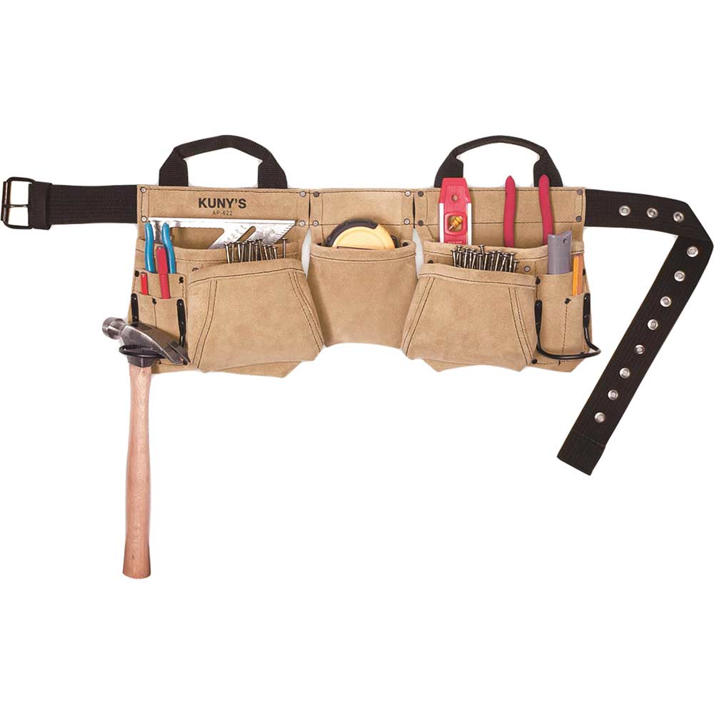 Kunys Carpenters Split Grain Apron Tool Belt and Pouches