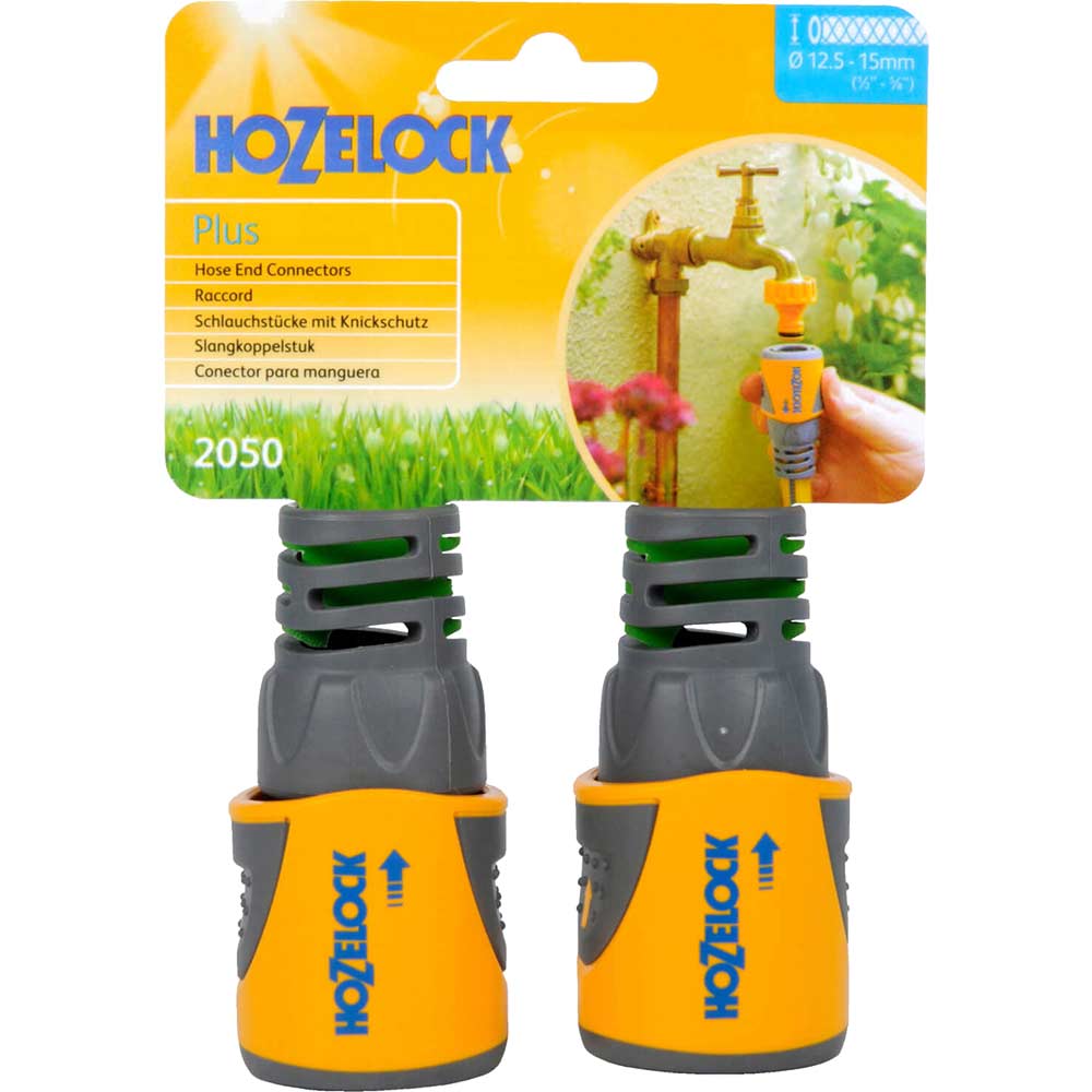 Hozelock Plastic Flexible Hose End Connector for 125mm 12 Hose Pipes Pack of 2