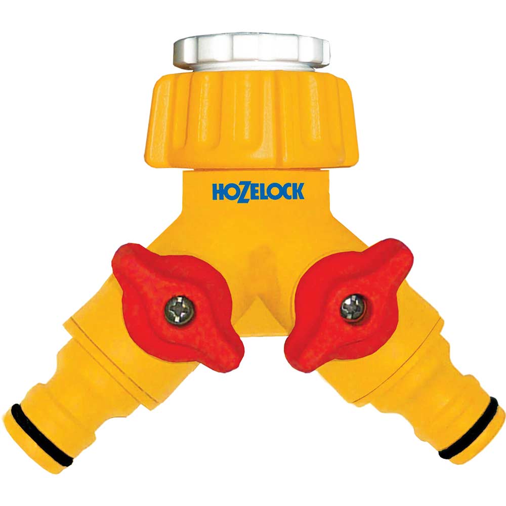 Hozelock Plastic Dual Outdoor Tap Connector for 12 and 34 Taps