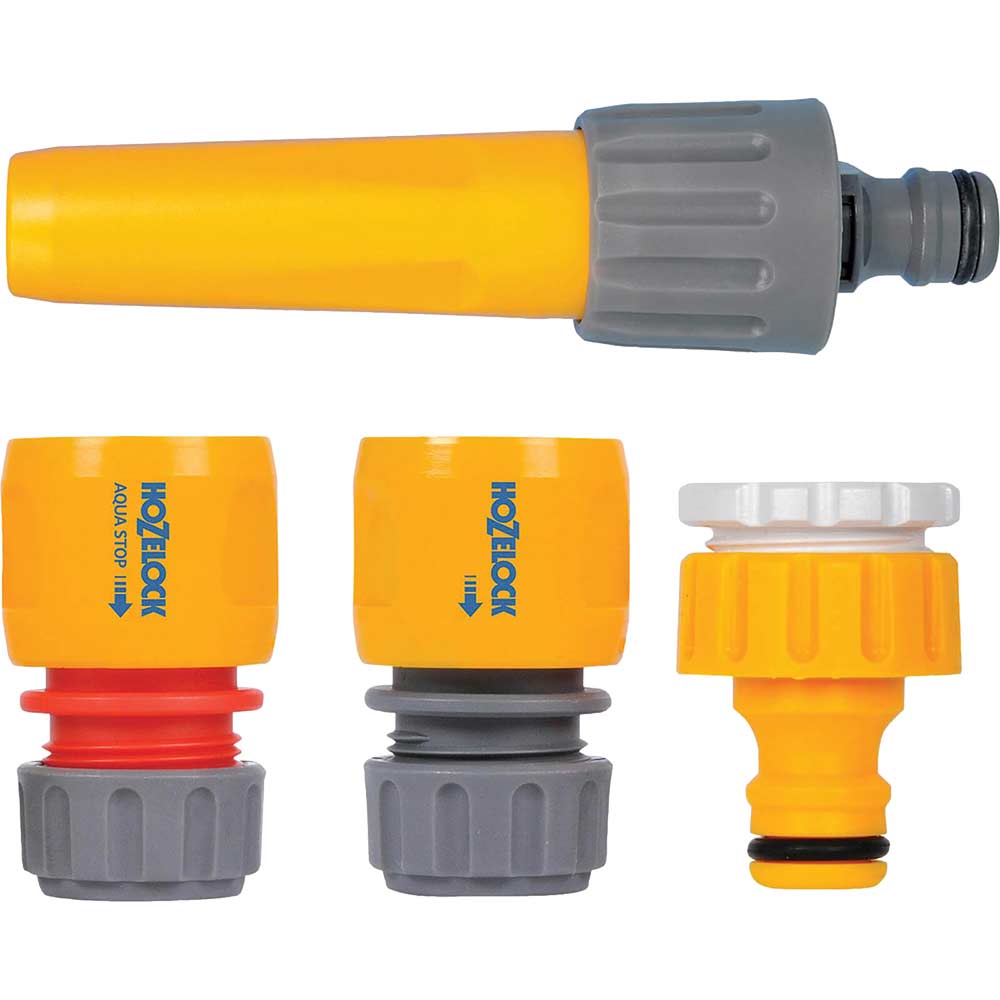 Hozelock Watering Starter Set with Spray Nozzle 12 and 34 BSP Tap Connector and Connectors