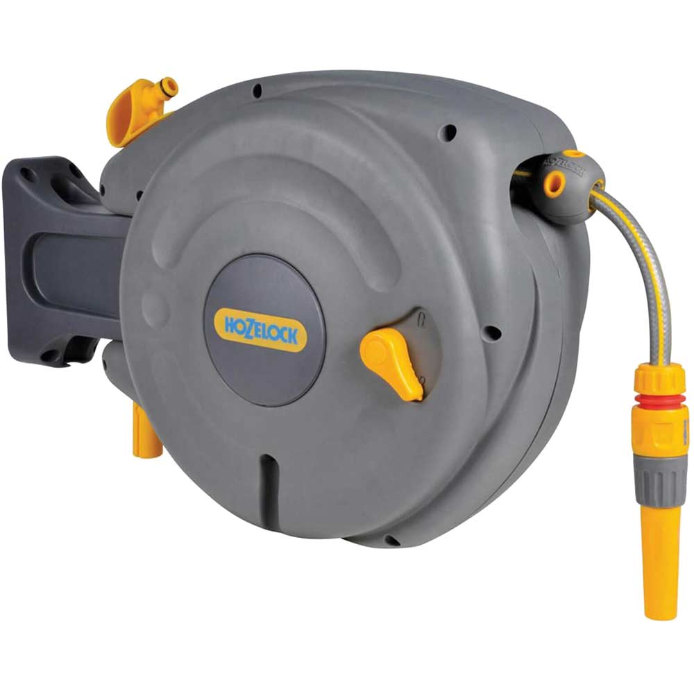 Hozelock 10 Metre Mini Wall Mounted Auto Hose Reel with 10 Metre Hose Pipe and Connectors