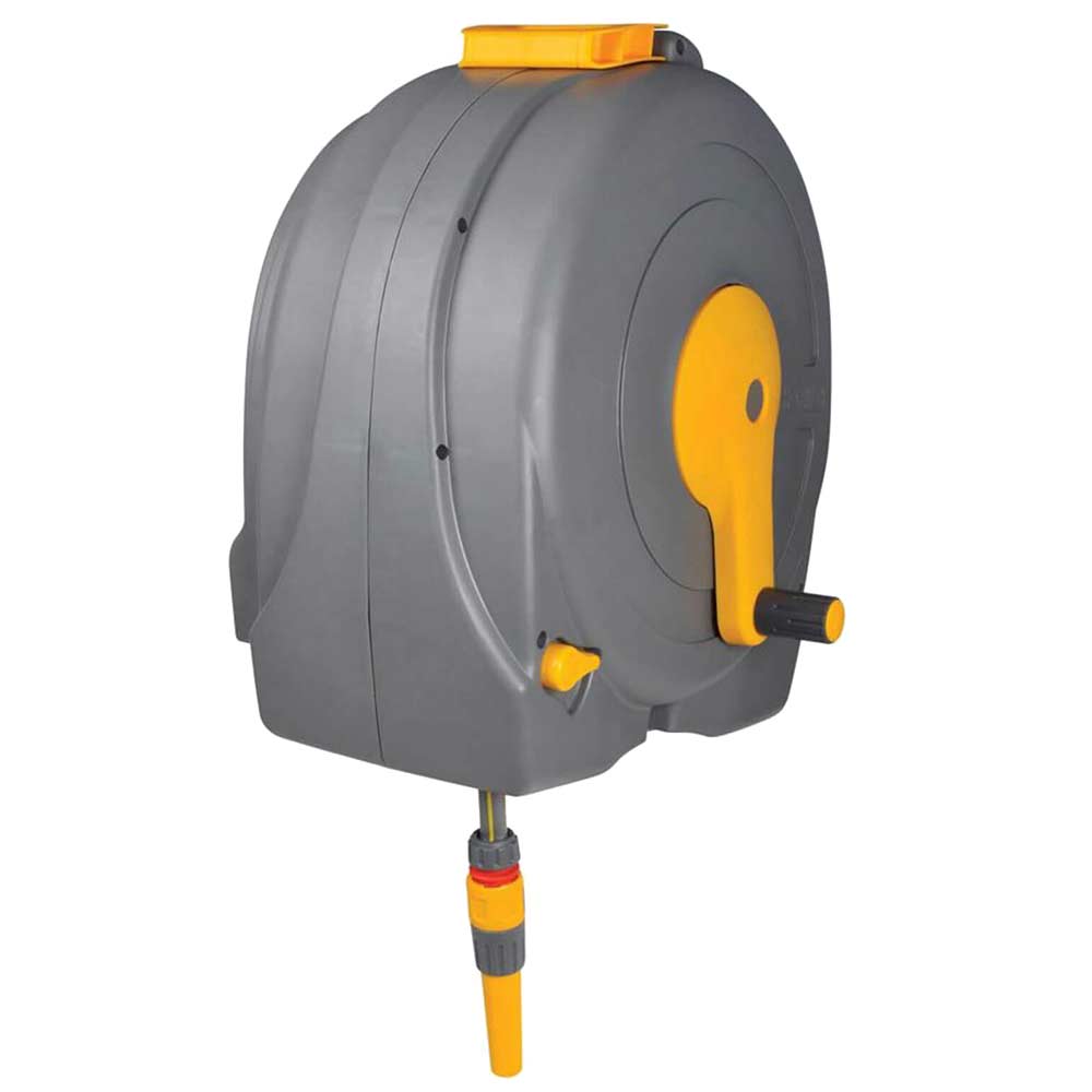 Hozelock 40 Metre Wall Mounted Fast Hose Reel with 40 Metre Hose Pipe 125mm 12 and Connectors