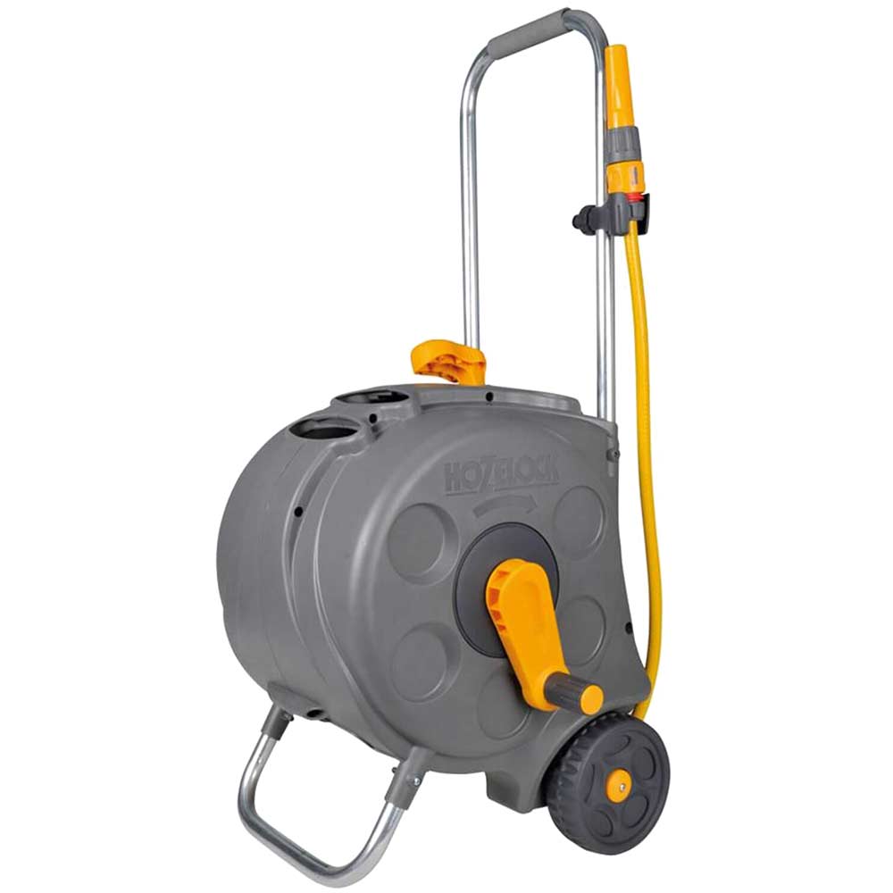 Hozelock 30 Metre Floor Standing Hose Reel with 30 Metre Hose Pipe 125mm 12 and Connectors