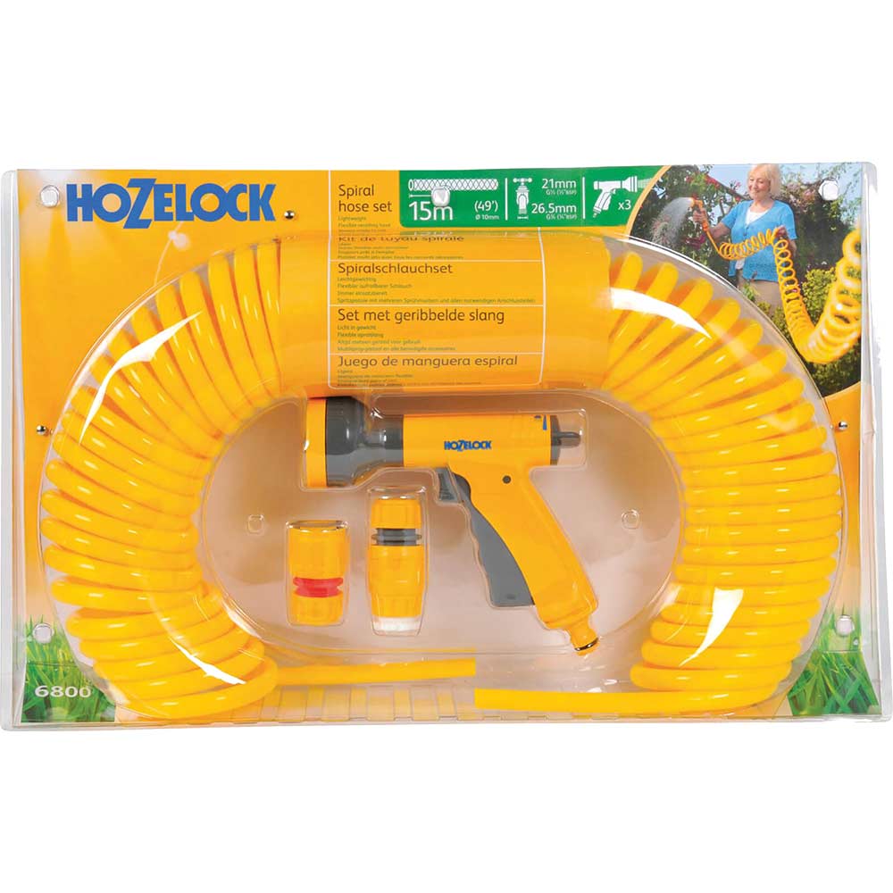Hozelock 15 Metre Recoil Hose Pipe with Spray Gun and Connectors