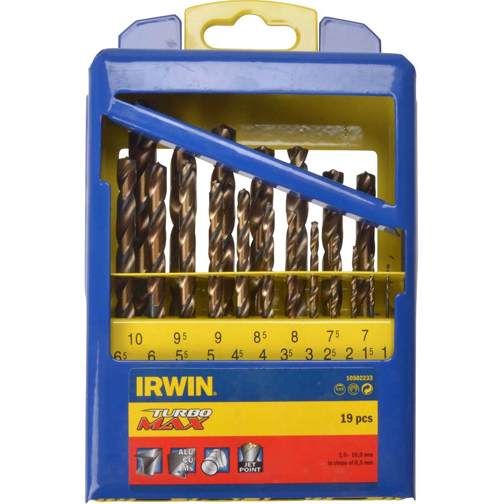 Irwin 19 Piece Turbo Max HSS Drill Bit Set 1 10mm