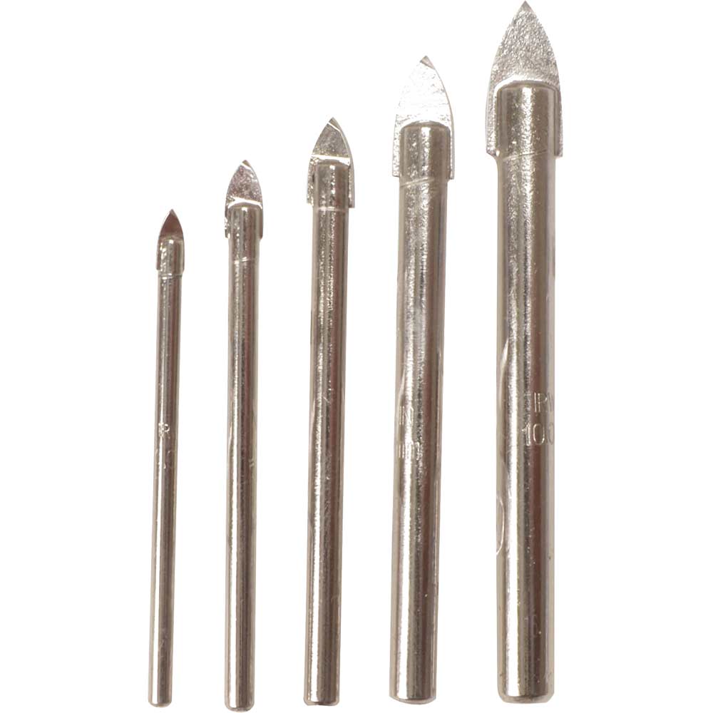 Irwin 5 Piece Glass and Tile Drill Bit Set 4 10mm