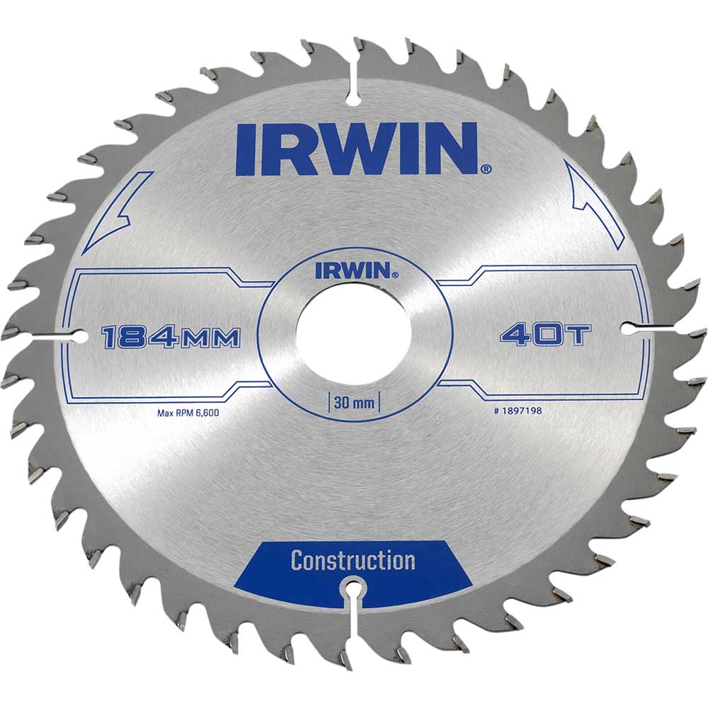 Irwin ATB Circular Saw Blade 184mm x 30mm Bore 40 Teeth