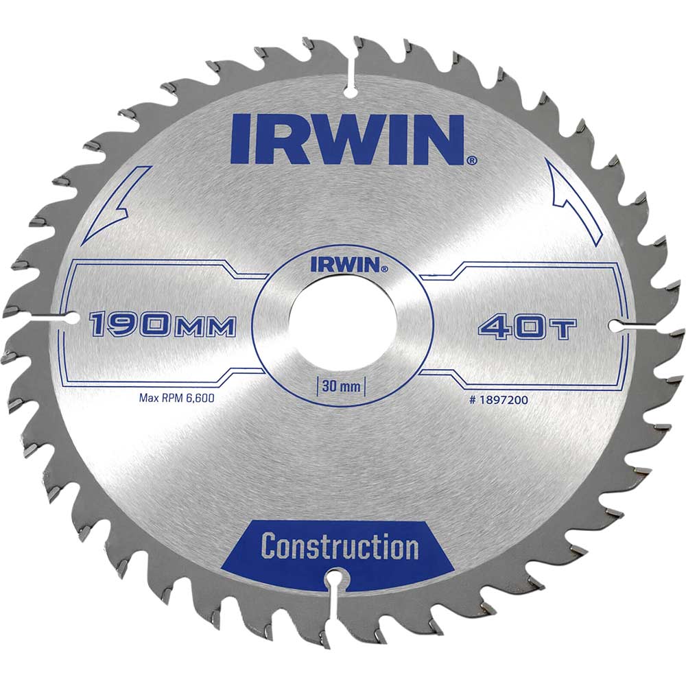 Irwin ATB Circular Saw Blade 190mm x 30mm Bore 40 Teeth