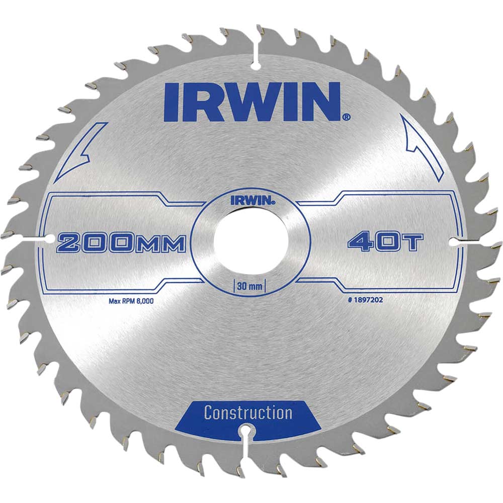 Irwin ATB Circular Saw Blade 200mm x 30mm Bore 40 Teeth