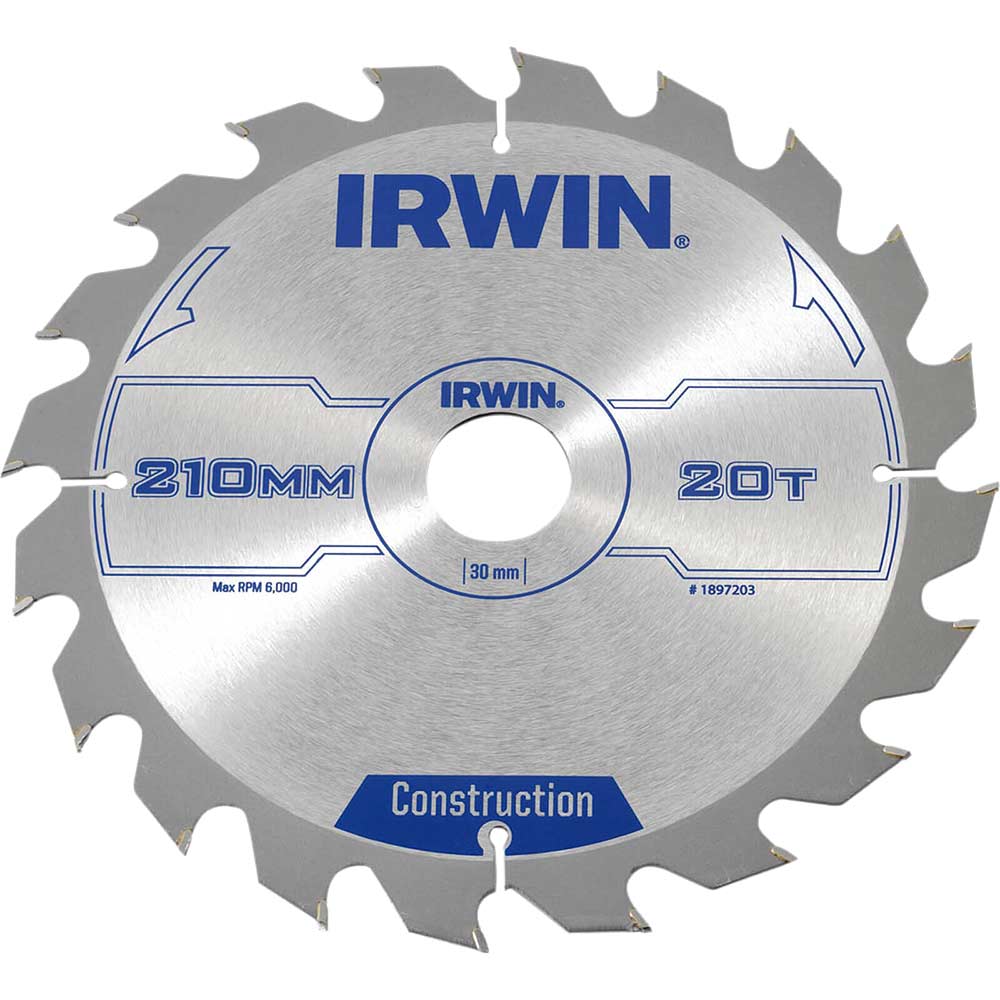 Irwin ATB Circular Saw Blade 210mm x 30mm Bore 20 Teeth