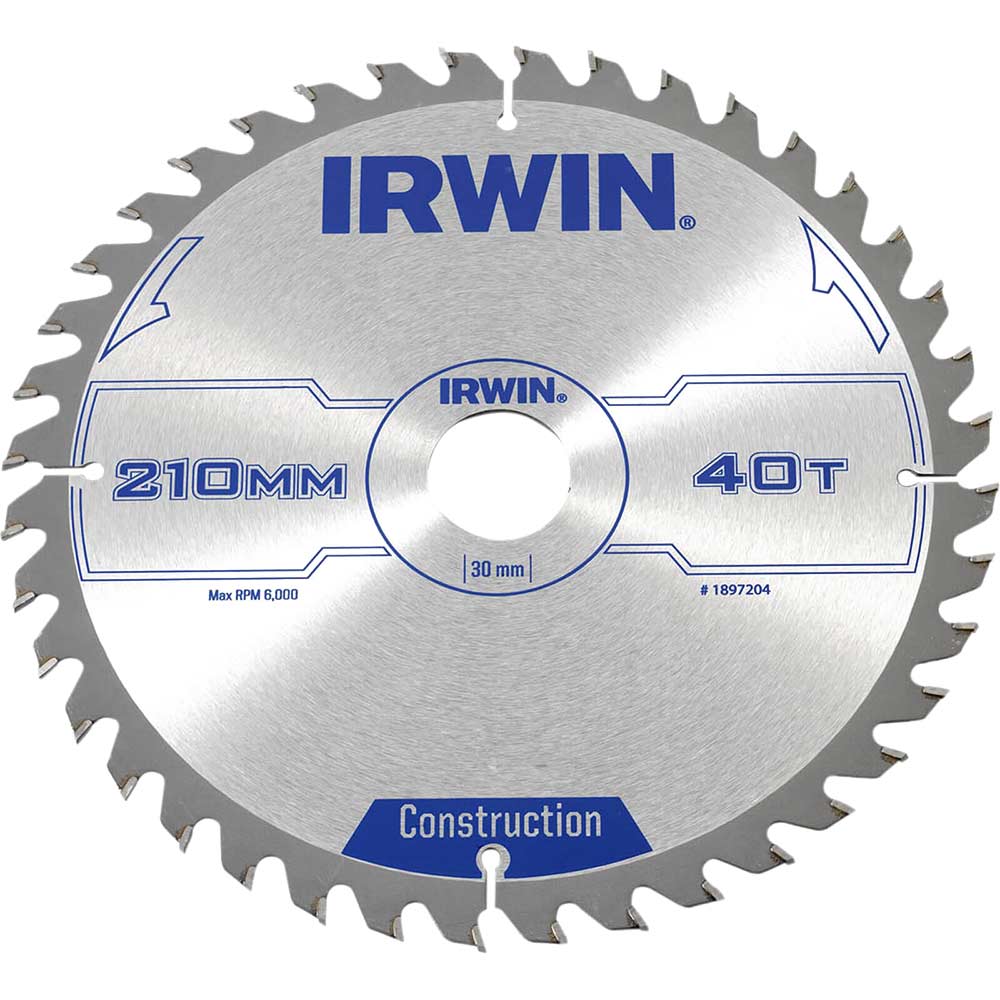 Irwin ATB Circular Saw Blade 210mm x 30mm Bore 40 Teeth
