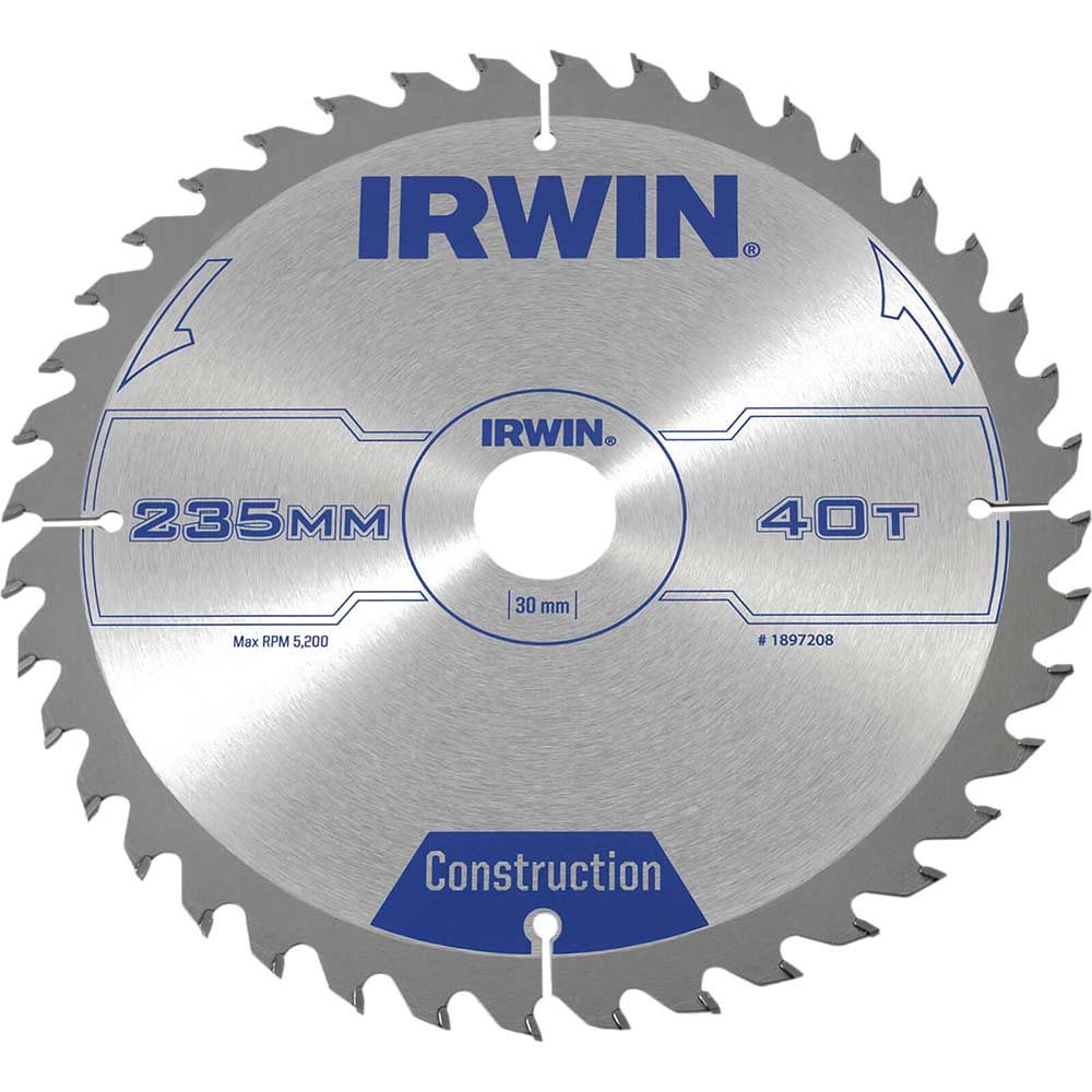 Irwin ATB Circular Saw Blade 235mm x 30mm Bore 40 Teeth