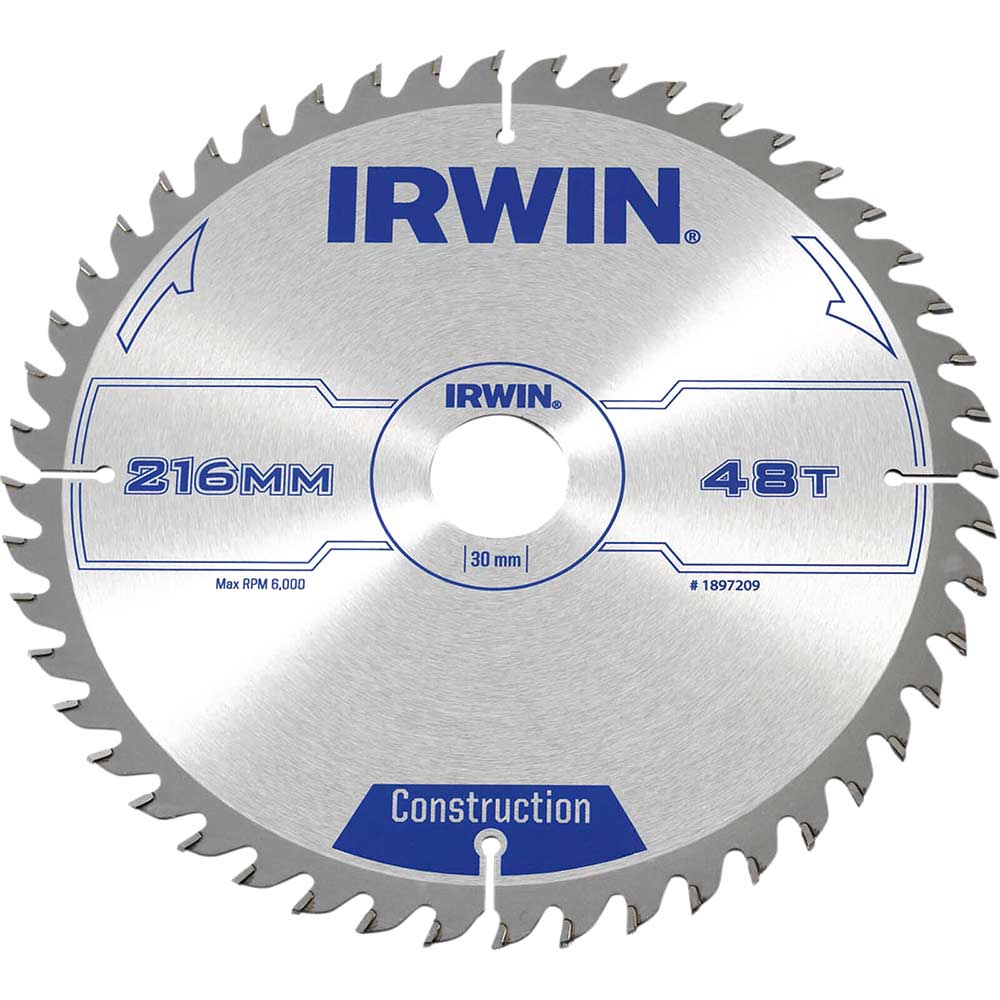 Irwin ATB Circular Saw Blade 216mm x 30mm Bore 48 Teeth