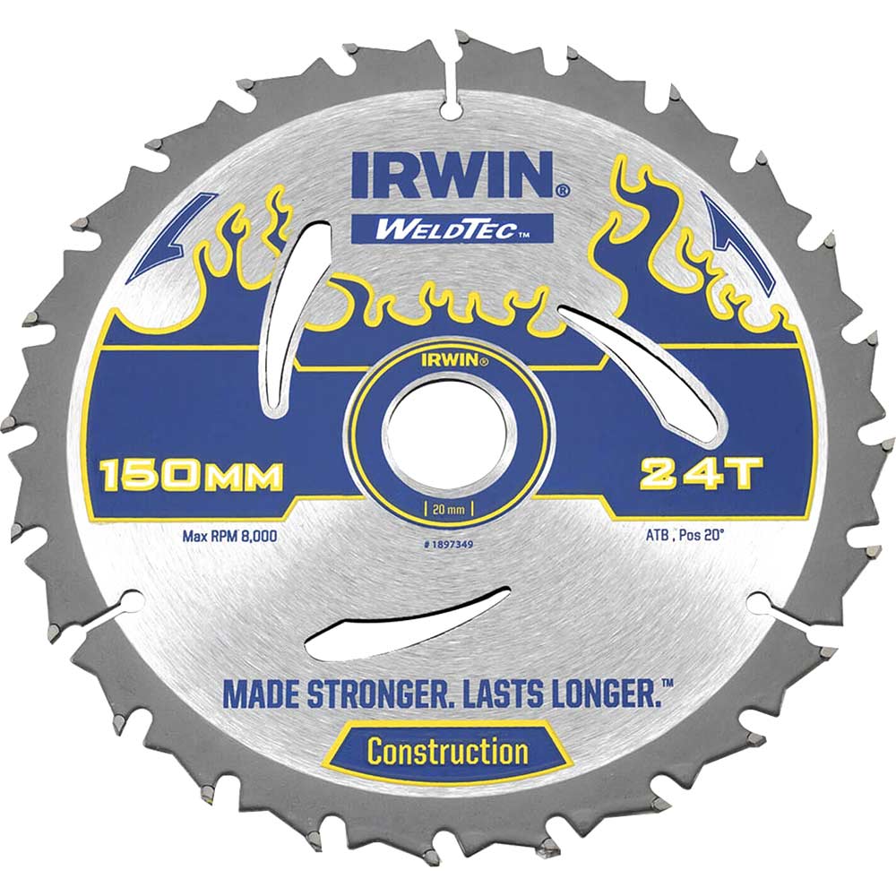 Irwin Weldtec Circular Saw Blade 150mm x 24 Teeth x 20mm Bore ATB