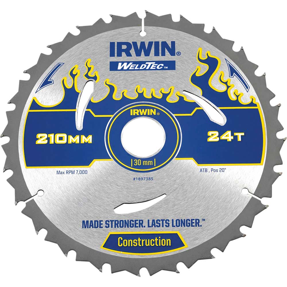 Irwin Weldtec Circular Saw Blade 210mm x 24 Teeth x 30mm Bore ATB