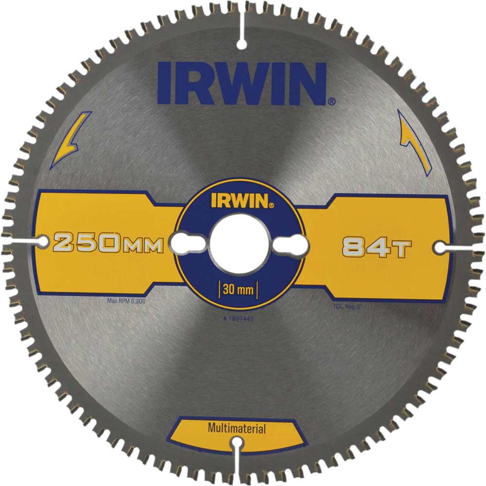 Irwin Multi Material Circular Saw Blade 250mm x 30mm Bore 84 Teeth TCG Neg