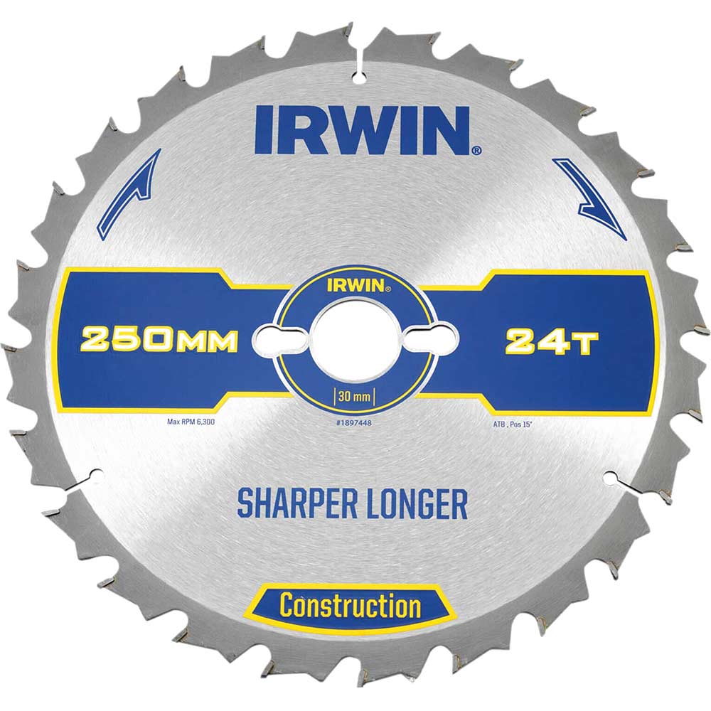 Irwin Construction ATB Circular Saw Blade 250mm x 30mm Bore 24 Teeth