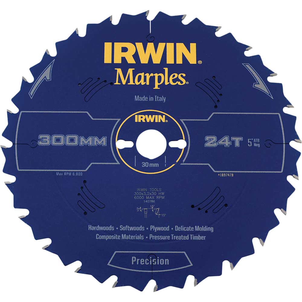 Irwin Marples Circular Saw Blade 300mm x 24 Teeth x 30mm Bore ATB