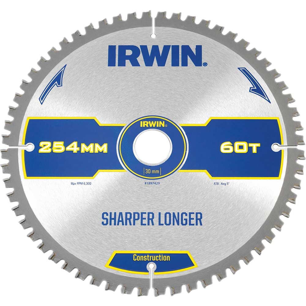 Irwin Construction ATB Circular Saw Blade 254mm x 30mm Bore 60 Teeth