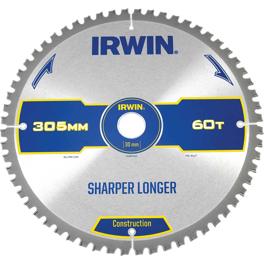 Irwin Construction ATB Circular Saw Blade 305mm x 30mm Bore 60 Teeth