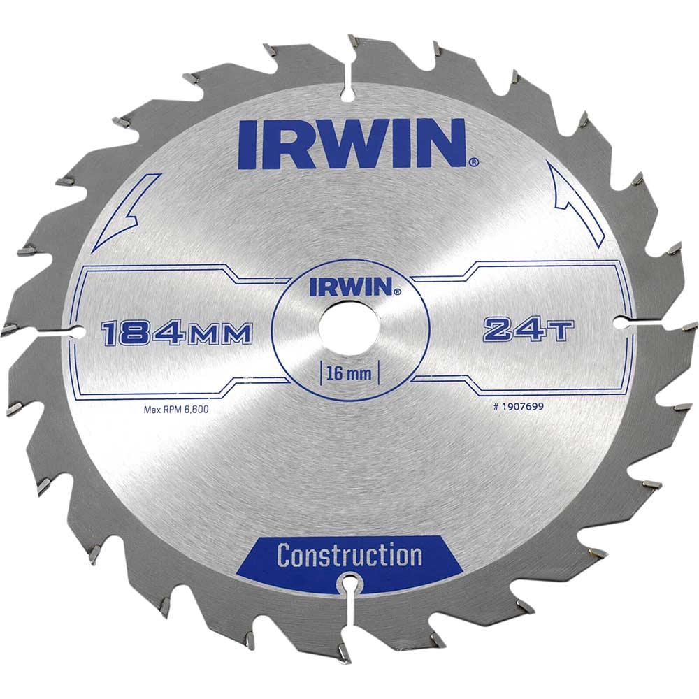 Irwin Professional Circular Saw Blade 184mm x 24 Teeth x 16mm Bore for Wood
