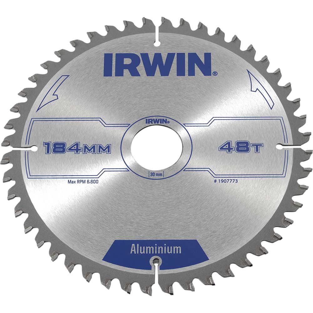 Irwin Professional Circular Saw Blade 184mm x 48 Teeth x 30mm Bore for Aluminium