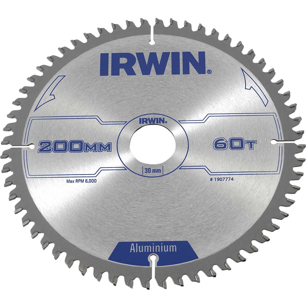 Irwin Professional Circular Saw Blade 200mm x 60 Teeth x 30mm Bore for Aluminium