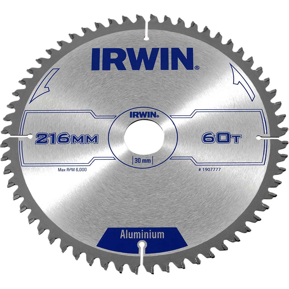 Irwin Professional Circular Saw Blade 216mm x 60 Teeth x 30mm Bore for Aluminium