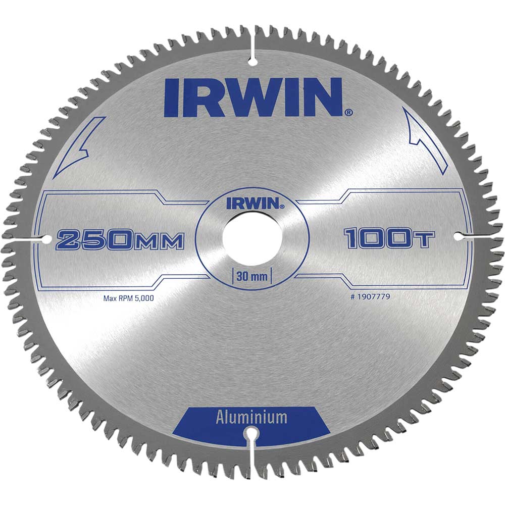 Irwin Professional Circular Saw Blade 250mm x 100 Teeth x 30mm Bore for Aluminium