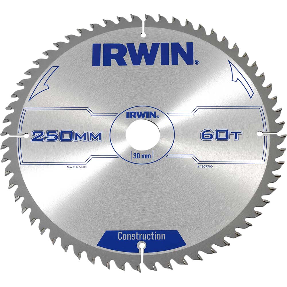 Irwin Professional Circular Saw Blade 250mm x 60 Teeth x 30mm for Wood