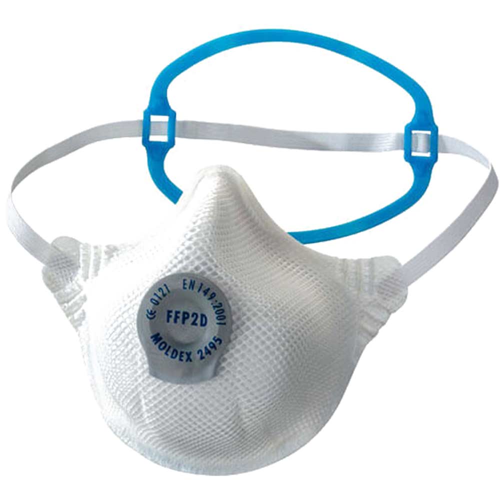 Moldex Moulded Disposable Dust Mask with Industrial Strap D Ventex Valve Aqueous Toxic Dust and Fibres FFP2 Pack of 20